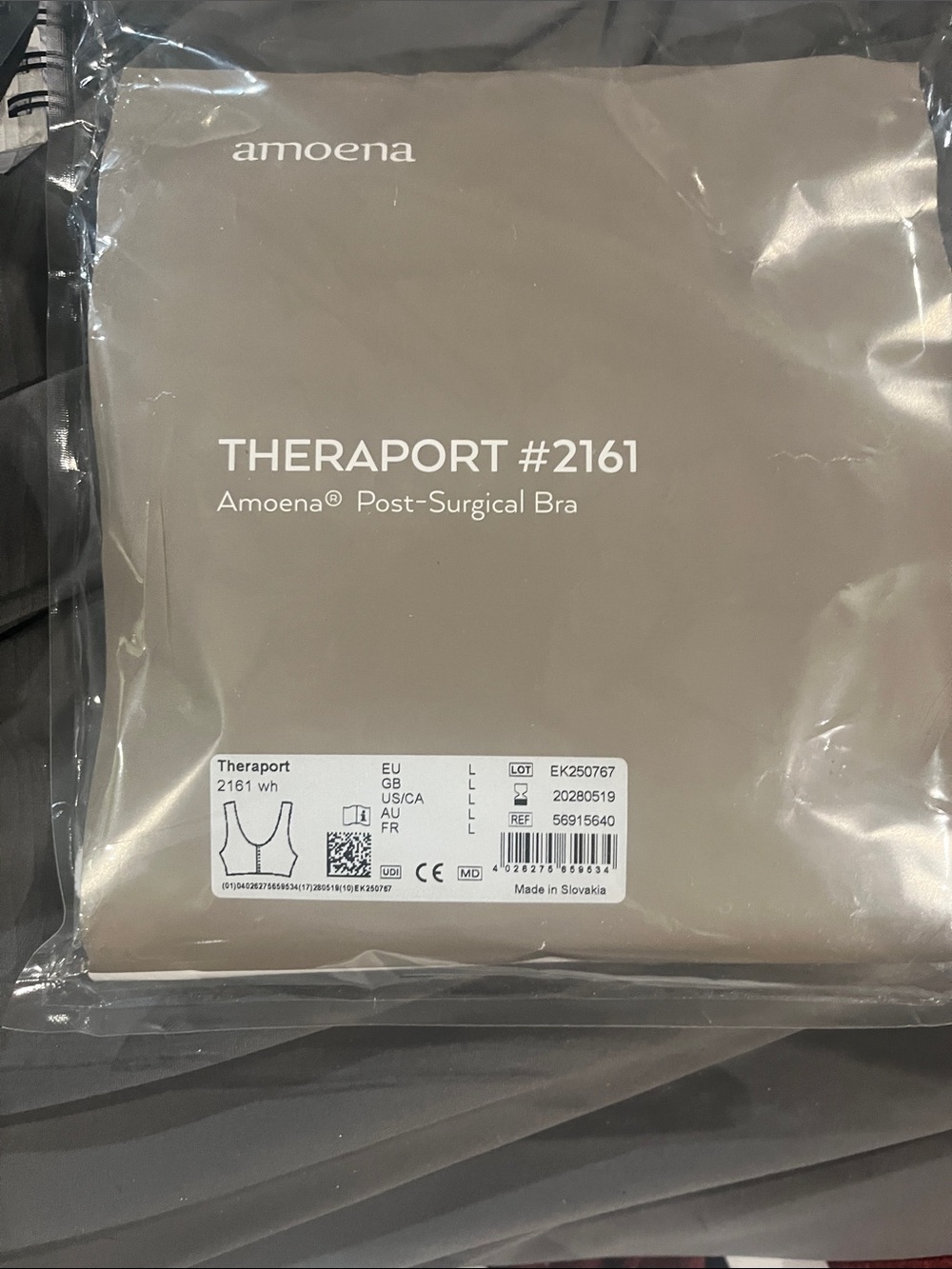 Amoena Theraport #2161 Post-Surgical Bra in Sand Lg Xl 2x